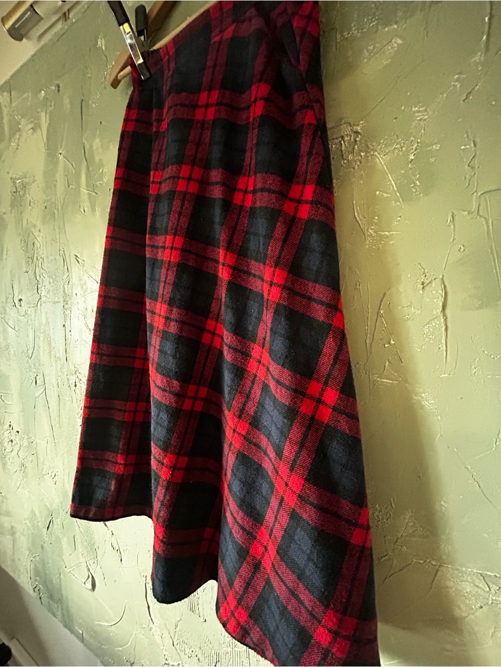 Red and Black Plaid A-Line Midi Skirt - Picture 2 of 3